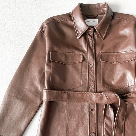 BABATON NWOT Vegan Leather Belted Jacket - Picture 4 of 13